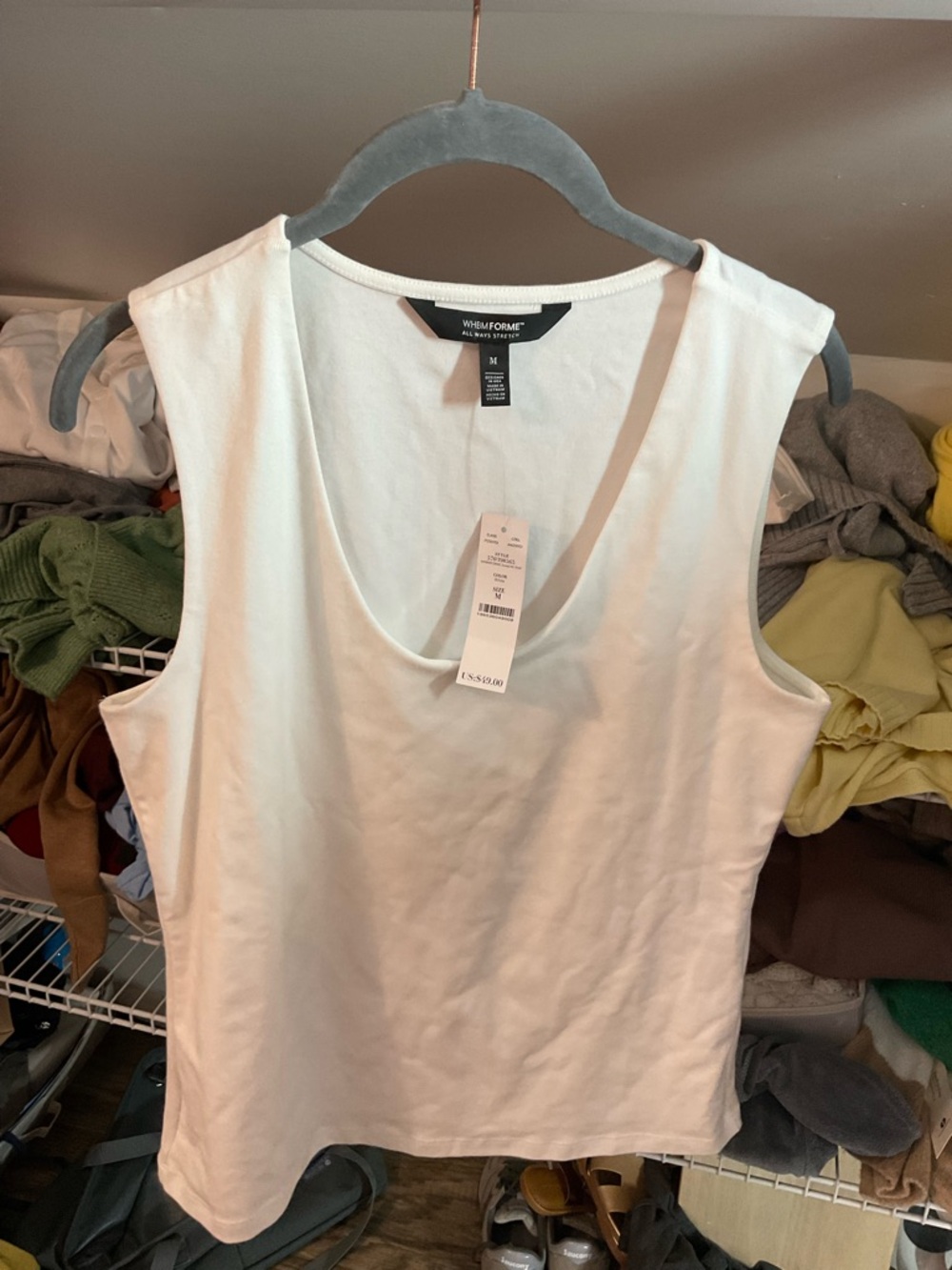 White House Black Market White Scoop Neck Shell
